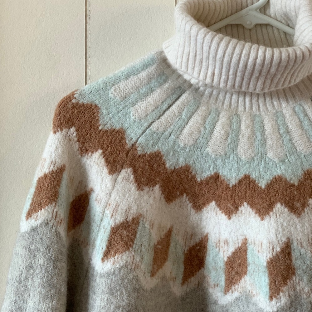 J CREW Fair Isle Turtleneck Sweater in Supersoft Yarn